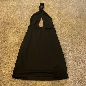 NWT Missguided black cross halter neck mini dress. Size US 2